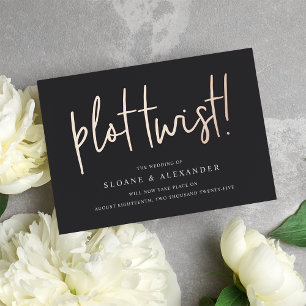 Plot Twist   Modern Foil Wedding Date Change Card