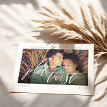 Plot Twist Modern Minimal Calligraphy & Photo Save The Date<br><div class="desc">Sometimes things change. Update your wedding guests with your new wedding date with our modern save the date card. The design features a simple and modern layout with a couple's photo placeholder with a light black gradient fade photo overlay and "Plot Twist: displayed over the photo in modern calligraphy. Simple...</div>
