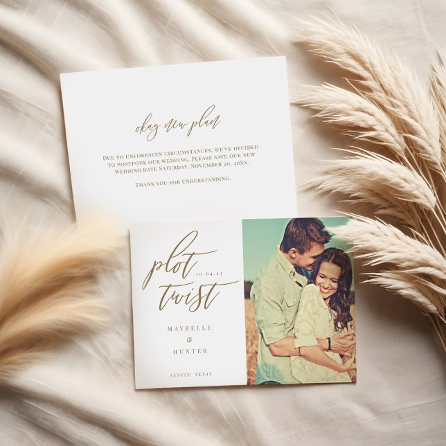 Plot Twist Modern Minimal Calligraphy & Photo Save The Date (Plot Twist Modern Minimal Calligraphy & Photo Save The Date)