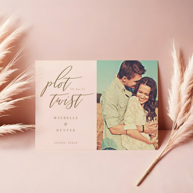 Plot Twist Modern Minimal Calligraphy & Photo Save The Date (Plot Twist Modern Minimal Calligraphy & Photo Save The Date)