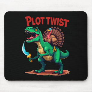 Plot Twist Turkey Riding Dinosaur T-rex Funny Than Mouse Pad