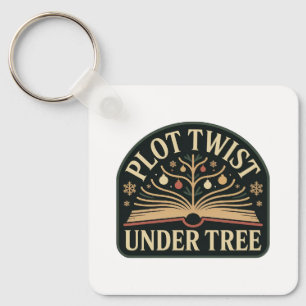 Plot Twist Under Tree Christmas Book Lover Key Ring