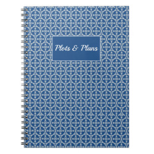 Plots and Plans blue Moroccan geometric pattern Notebook