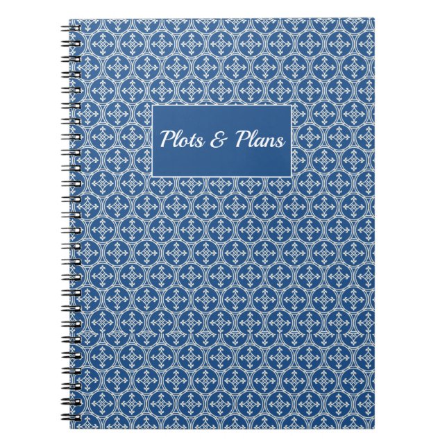 Plots and Plans blue Moroccan geometric pattern  Notebook (Front)