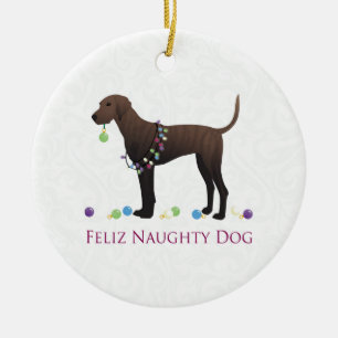 Plott Hound Christmas Ceramic Ornament