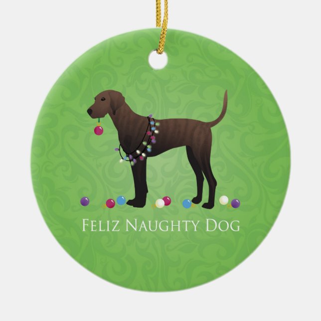 Plott Hound Christmas Ceramic Tree Decoration (Front)