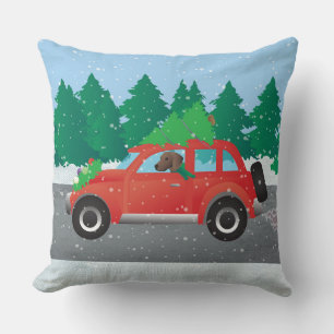 Plott Hound Dog Driving Christmas Car Cushion