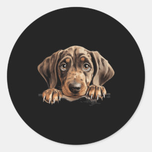 Plott Hound Dog Mum Dad Peeking Puppy Classic Round Sticker