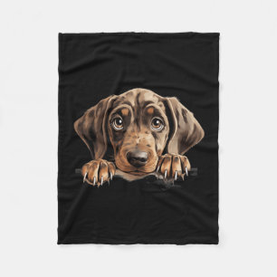 Plott Hound Dog Mum Dad Peeking Puppy Fleece Blanket