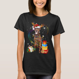 Plott Hound Dog Reindeer Santa Christmas Funny Dog T-Shirt