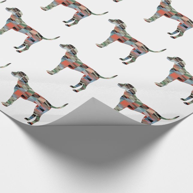 Plott Hound Geometric Pattern Silhouette Plaid Wrapping Paper (Corner)