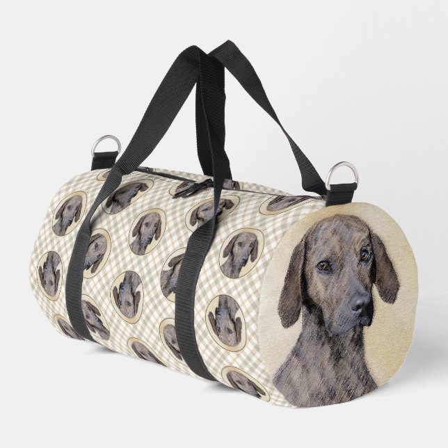 Plott Hound Painting Brindle Cute Original Dog Art Duffle Bag (Left Corner)