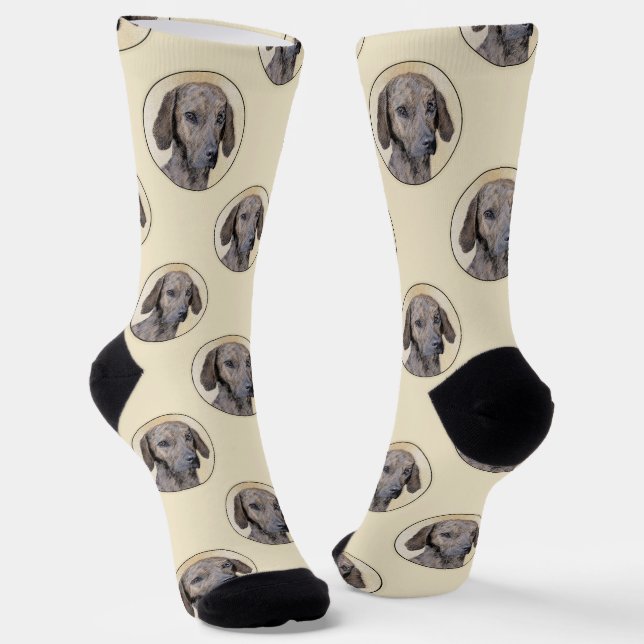 Plott Hound Painting Brindle Cute Original Dog Art Socks (Angled)