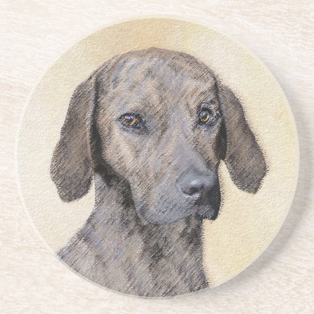 Plott Painting - Cute Original Dog Art Coaster (Front)