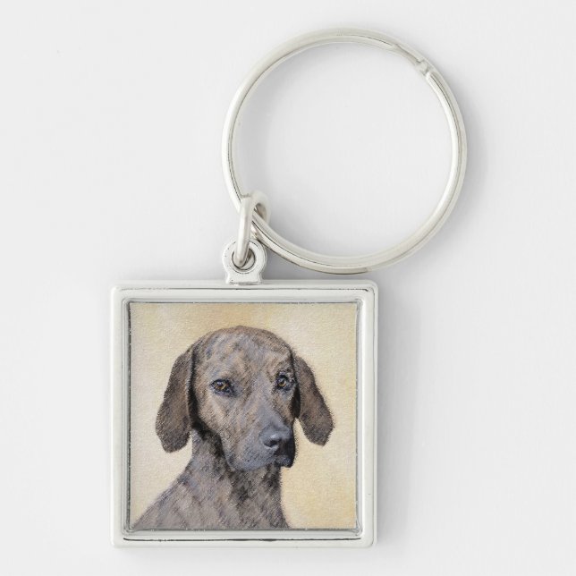 Plott Painting - Cute Original Dog Art Key Ring (Front)