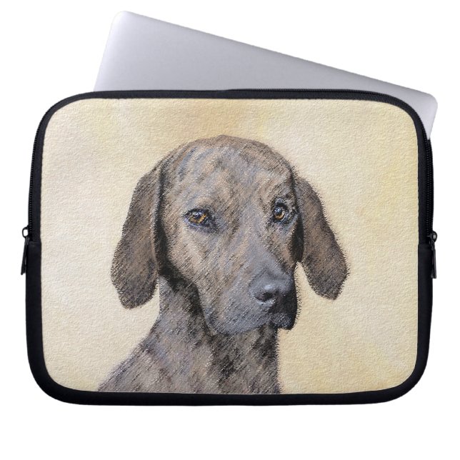 Plott Painting - Cute Original Dog Art Laptop Sleeve (Front)