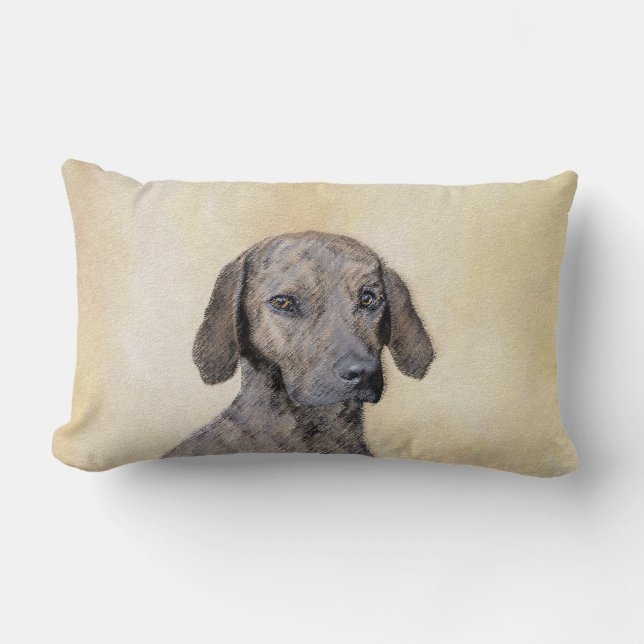 Plott Painting - Cute Original Dog Art Lumbar Cushion (Front)