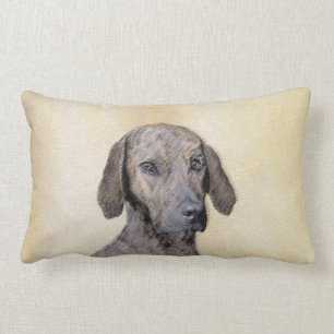 Plott Painting - Cute Original Dog Art Lumbar Cushion
