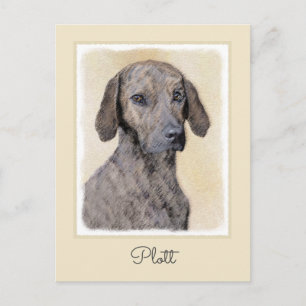 Plott Painting - Cute Original Dog Art Postcard