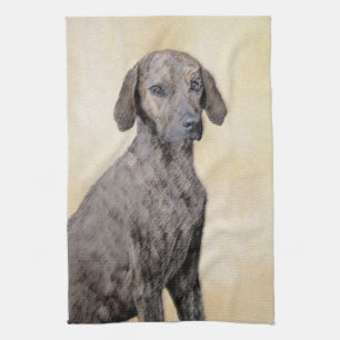 Plott Painting - Cute Original Dog Art Tea Towel