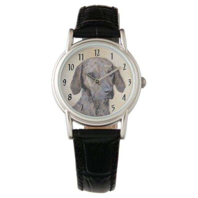 Plott Painting - Cute Original Dog Art Watch (Front)