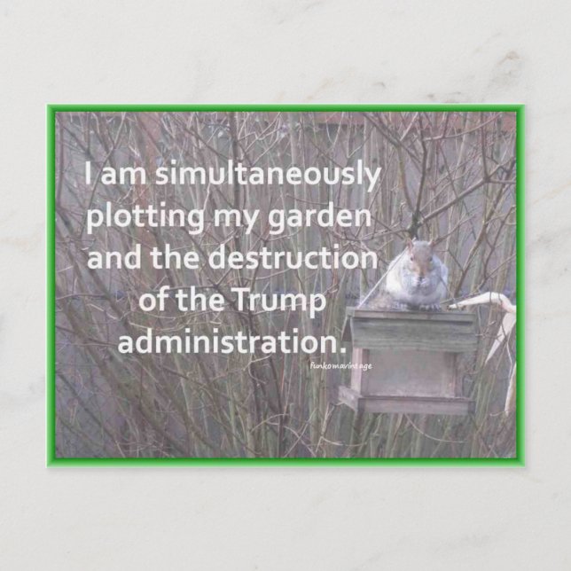 Plotting A Garden against Trump Postcard (Front)