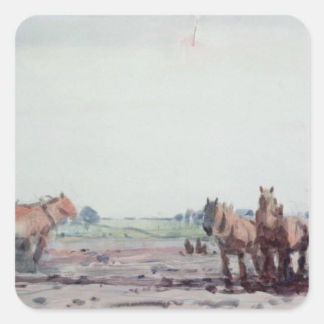 Plough Horses Square Sticker (Front)