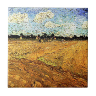 Ploughed Field (the Furrows) by Vincent van Gogh Ceramic Tile