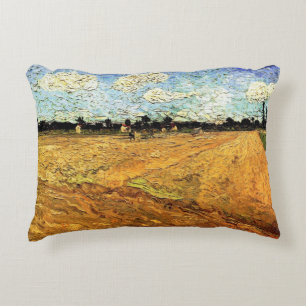 Ploughed Field (the Furrows) by Vincent van Gogh Decorative Cushion