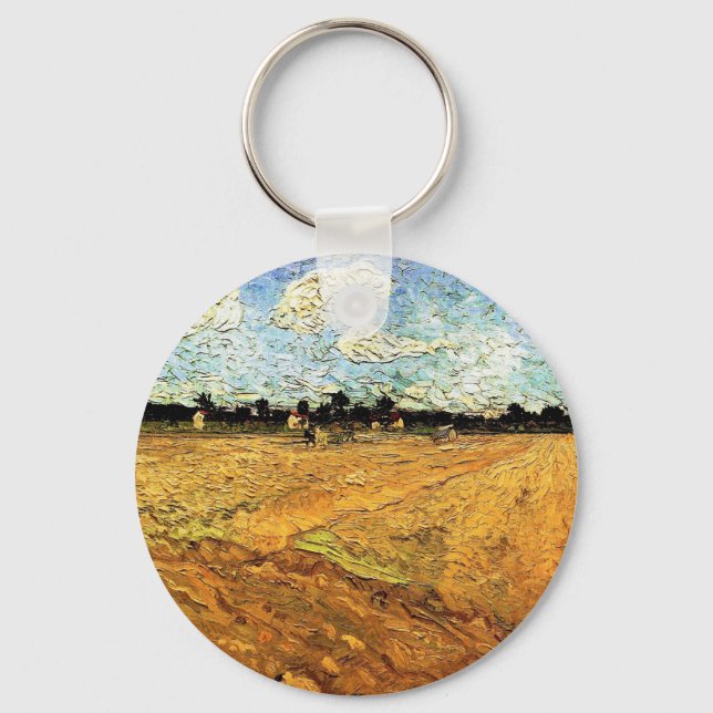 Ploughed Field (the Furrows) by Vincent van Gogh Key Ring (Front)