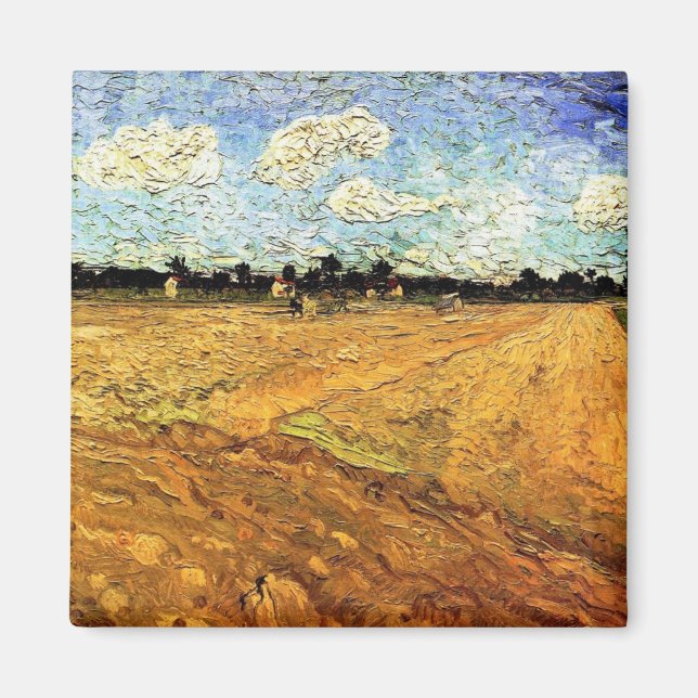 Ploughed Field (the Furrows) by Vincent van Gogh Magnet (Front)
