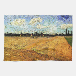 Ploughed Field (the Furrows) by Vincent van Gogh Tea Towel