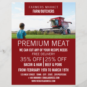 Plougher in Field, Farmer & Butcher Advertising Flyer