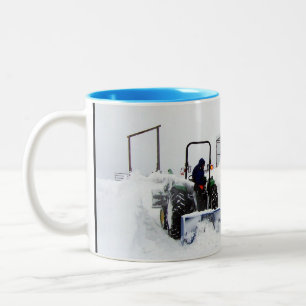 Ploughing Snow on the Ranch Two-Tone Coffee Mug