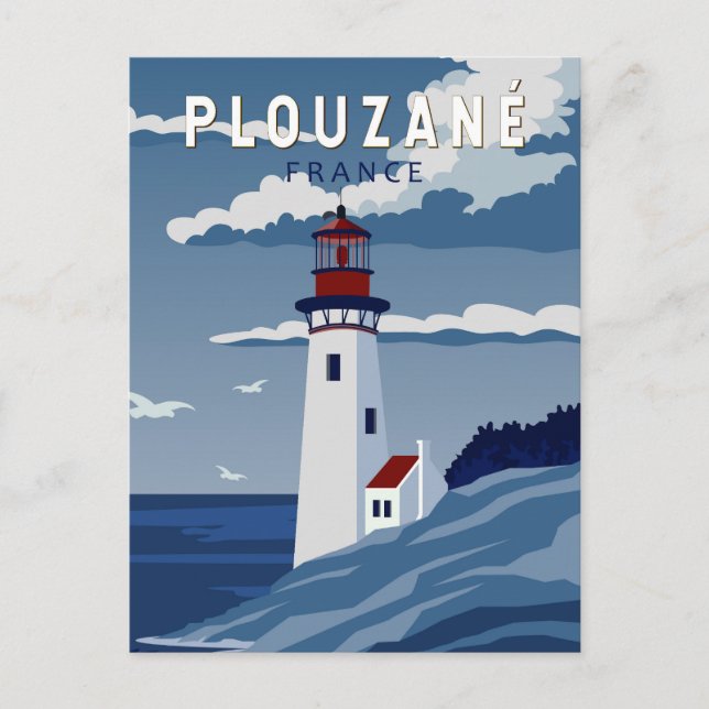Plouzane France Travel Vintage Art Postcard (Front)