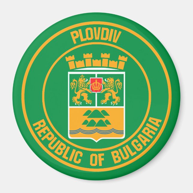 Plovdiv Round Emblem Magnet (Front)