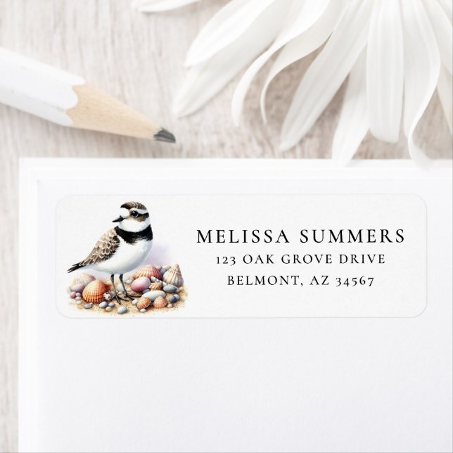 Plover and Seashells Return Address Label (Insitu)