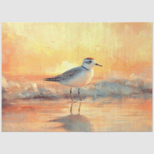 Plover Standing in Waves During Sunset Decoupage Tissue Paper