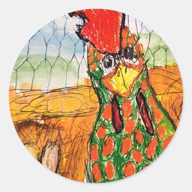 Plucky Chicken Classic Round Sticker (Front)