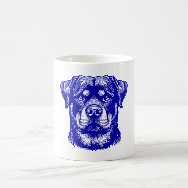 Plue Rottweiler Dog Face  Coffee Mug (Center)