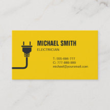 Plug and Wire Electrician Yellow Business Card