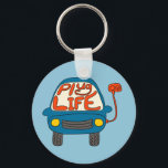 Plug Life Cute Blue Electric Car Key Ring<br><div class="desc">Do you routinely plug your electric car in to charge it up? Then you are living the plug life, for sure. This cute design on this keychain features an illustration of an electric car in blue with the message "Plug Life" spelled out in orange letters on the windshield. Makes a...</div>