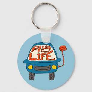 Plug Life Cute Blue Electric Car Key Ring