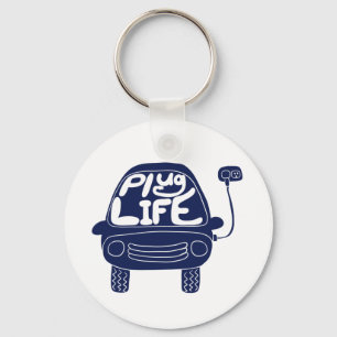 Plug Life Cute Navy Blue Electric Car Key Ring