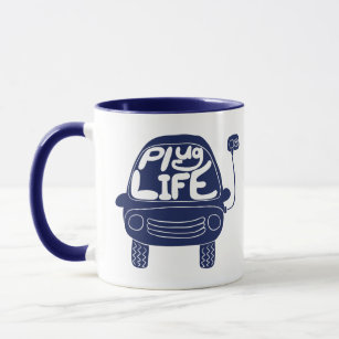 Plug Life Cute Navy Blue Electric Car Mug