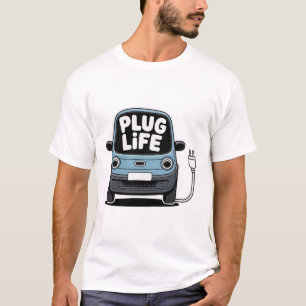 Plug Life Electric Car Cartoon Eco-Friendly T-Shirt
