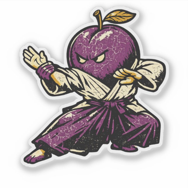 Plum Aikido Flow — Vintage Retro Harmony Fighter  (Front)