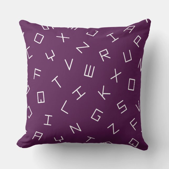 Plum Alphabet Letter Pillow (Front)