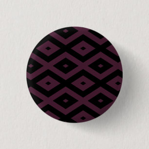 Plum and black diamond pattern 3 cm round badge