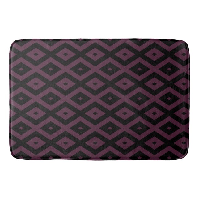Plum and black diamond pattern bath mat (Front)